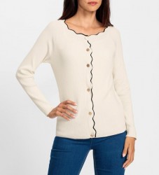 Kardigán s vroubkovanými okrajmi HEINE, krémový
