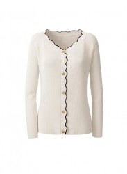 Kardigán s vroubkovanými okrajmi HEINE, krémový #1