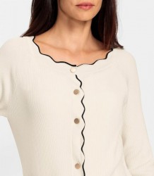 Kardigán s vroubkovanými okrajmi HEINE, krémový #3