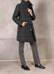 Karovaný vlnený kabát Isabell Schmitt Collection, sivý #2