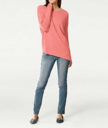 Kašmírový asymetrický pulóver, marhuľový #1