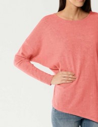 Kašmírový asymetrický pulóver, marhuľový #3