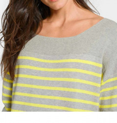 Kašmírový pulóver s pásikmi, sivo-žltá #3