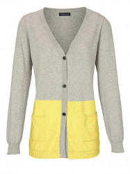 Kašmírový sveter PATRIZIA DINI, sivo-žltý #1