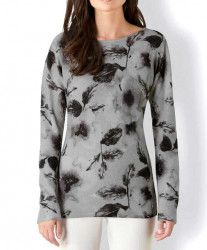 Kašmírový sveter s kvetovanou potlačou Création L Premium, svetlošedý #2