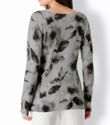 Kašmírový sveter s kvetovanou potlačou Création L Premium, svetlošedý #3
