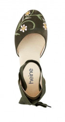 Klinové sandále s výšivkou Heine, khaki #2