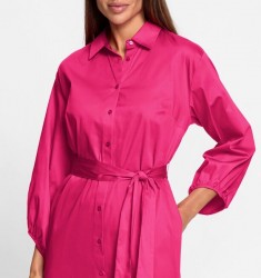 Košeľové šaty saténové s opaskom HEINE, ružové #4