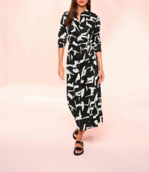 Košeľové šaty so zavinovacím efektom HEINE, čierno-biele