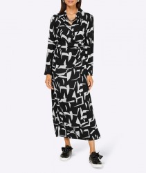 Košeľové šaty so zavinovacím efektom HEINE, čierno-biele #2