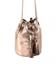 Kožená kabelka so strapcami Heine, ružovo-zlatej farby #1