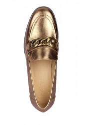 Kožená topánka s kovovou ozdobou Heine, farba zlatá #3