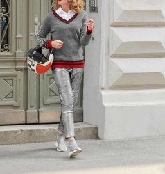 Kožené nohavice HEINE, strieborná #5