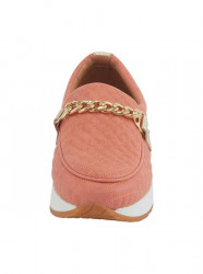 Kožené prešívané slipper topánky s ozdobnou retiazkou Heine, oranžová #2