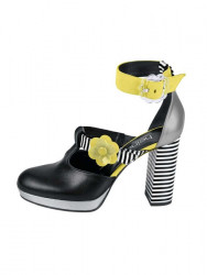 Kožené sandále s členkovým popruhom Heine, čierno-žlté #1