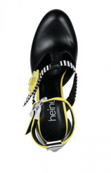 Kožené sandále s členkovým popruhom Heine, čierno-žlté #3