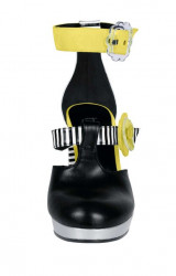 Kožené sandále s členkovým popruhom Heine, čierno-žlté #4