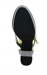 Kožené sandále s členkovým popruhom Heine, čierno-žlté #6