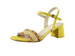 Kožené sandále s farebným strapcovým pásom Heine, žlté