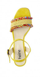 Kožené sandále s farebným strapcovým pásom Heine, žlté #3