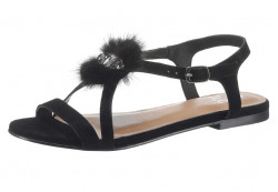 Kožené sandálky ILC so štrásom, čierna