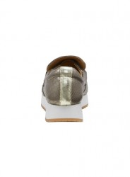 Kožené slipper topánky s ozdobnou retiazkou Heine, khaki-metalické #4