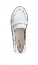 Kožené slipper topánky s ozdobnými nitmi Heine, biele #3