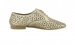 Kožené topánky s Cut-Out výrezmi Heine, zlatej farby #1