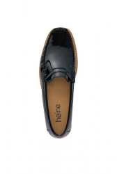 Lakované kožené slipper topánky HEINE, čierne #4