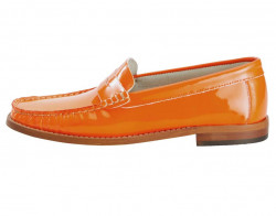 Lakované kožené slipper topánky HEINE, oranžové #1