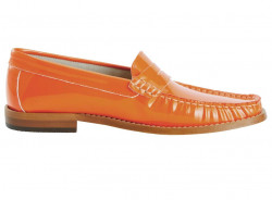 Lakované kožené slipper topánky HEINE, oranžové #2