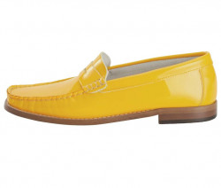 Lakované kožené slipper topánky HEINE, žlté #1