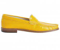 Lakované kožené slipper topánky HEINE, žlté #2