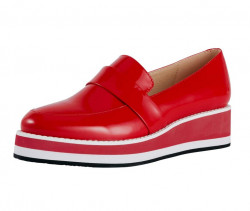 Lakované kožené topánky s platformou HEINE, červené