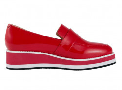 Lakované kožené topánky s platformou HEINE, červené #2