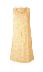 Ľanové šaty s potlačou Linea Tesini, krémovo-žlté #1