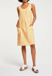 Ľanové šaty s potlačou Linea Tesini, krémovo-žlté #2