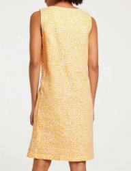 Ľanové šaty s potlačou Linea Tesini, krémovo-žlté #3