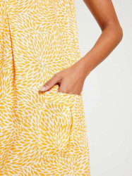 Ľanové šaty s potlačou Linea Tesini, krémovo-žlté #4