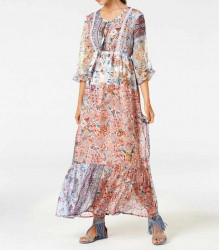 Maxi šaty s nápaditým kvetinovým vzorom Linea Tesini, farebné