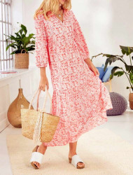 Maxi šaty s potlačou Linea Tesini, koralovo-kremové