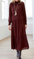 Maxi šaty so stupňovitým riasením Linea Tesini, bordové
