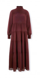 Maxi šaty so stupňovitým riasením Linea Tesini, bordové #1