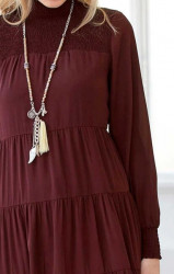 Maxi šaty so stupňovitým riasením Linea Tesini, bordové #4