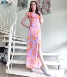 Maxi zavinovacie šaty VERO MODA, červeno-fialovo-oranžové #1