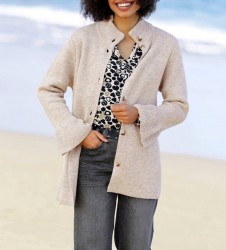 Melanžový kardigán s volánovými rukávmi HEINE, béžový