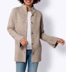 Melanžový kardigán s volánovými rukávmi HEINE, béžový #2