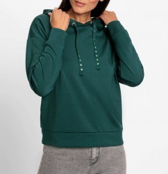 Mikina s kapucňou a ozdobnou šnúrkou na sťahovanie, petrolejová #2