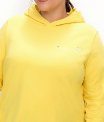 Mikina s kapucňou a výraznou potlačou Sheego, žltá #5