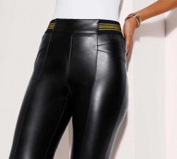Nohavice z imitácie kože s kontrastným pásom Witt Weiden, čierne #6